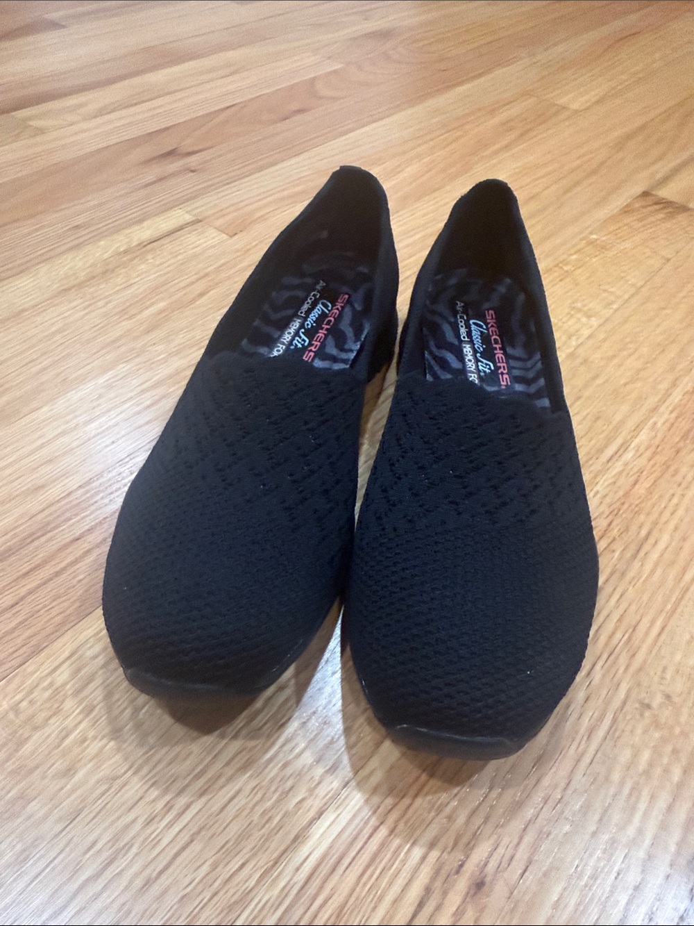 Skechers Black Slip-On Knit Casual Flats
